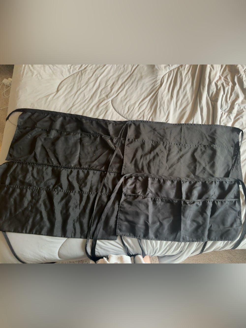 Lot of 4 Black Waitress/Server Aprons with Pockets